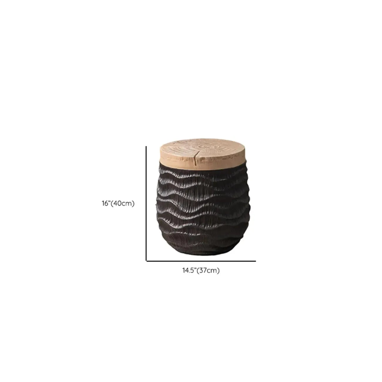 Table d'appoint élégante en bois blanc, motif tambour