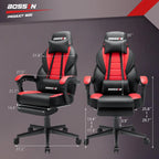 Chaise de jeu BOSSIN style racing, chaise de jeu grande taille supportant jusqu'à 136 kg (300 lbs), dossier haut, chaise d'ordinateur