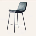 Tabouret de bar moderne en cuir, hauteur comptoir, avec dossier