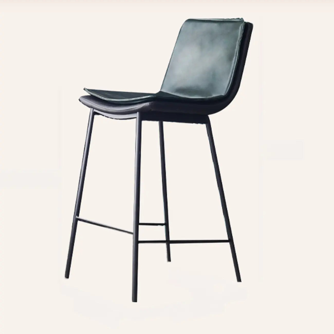 Tabouret de bar moderne en cuir, hauteur comptoir, avec dossier