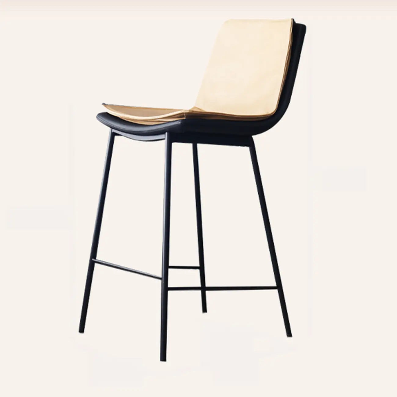 Tabouret de bar moderne en cuir, hauteur comptoir, avec dossier