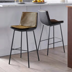 Tabouret de bar moderne en cuir, hauteur comptoir, avec dossier