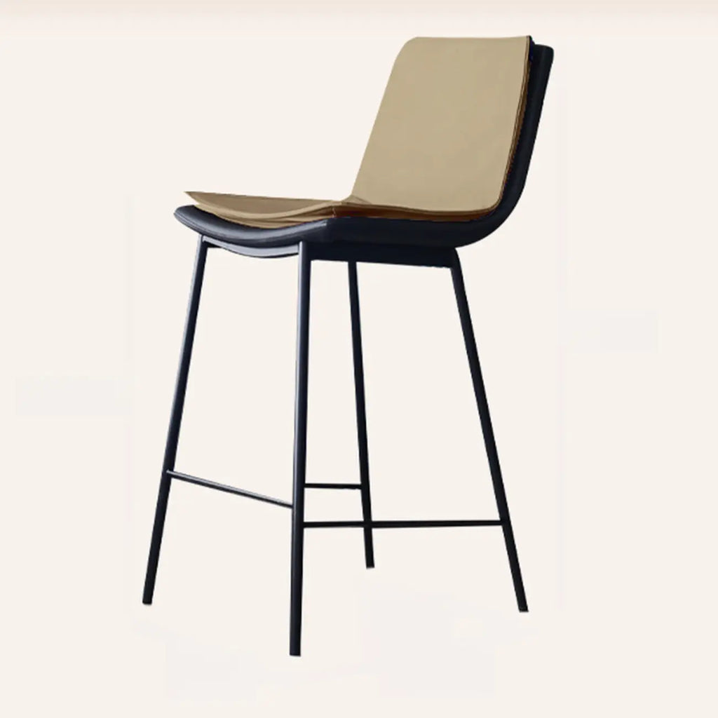 Tabouret de bar moderne en cuir, hauteur comptoir, avec dossier