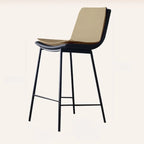 Tabouret de bar moderne en cuir, hauteur comptoir, avec dossier