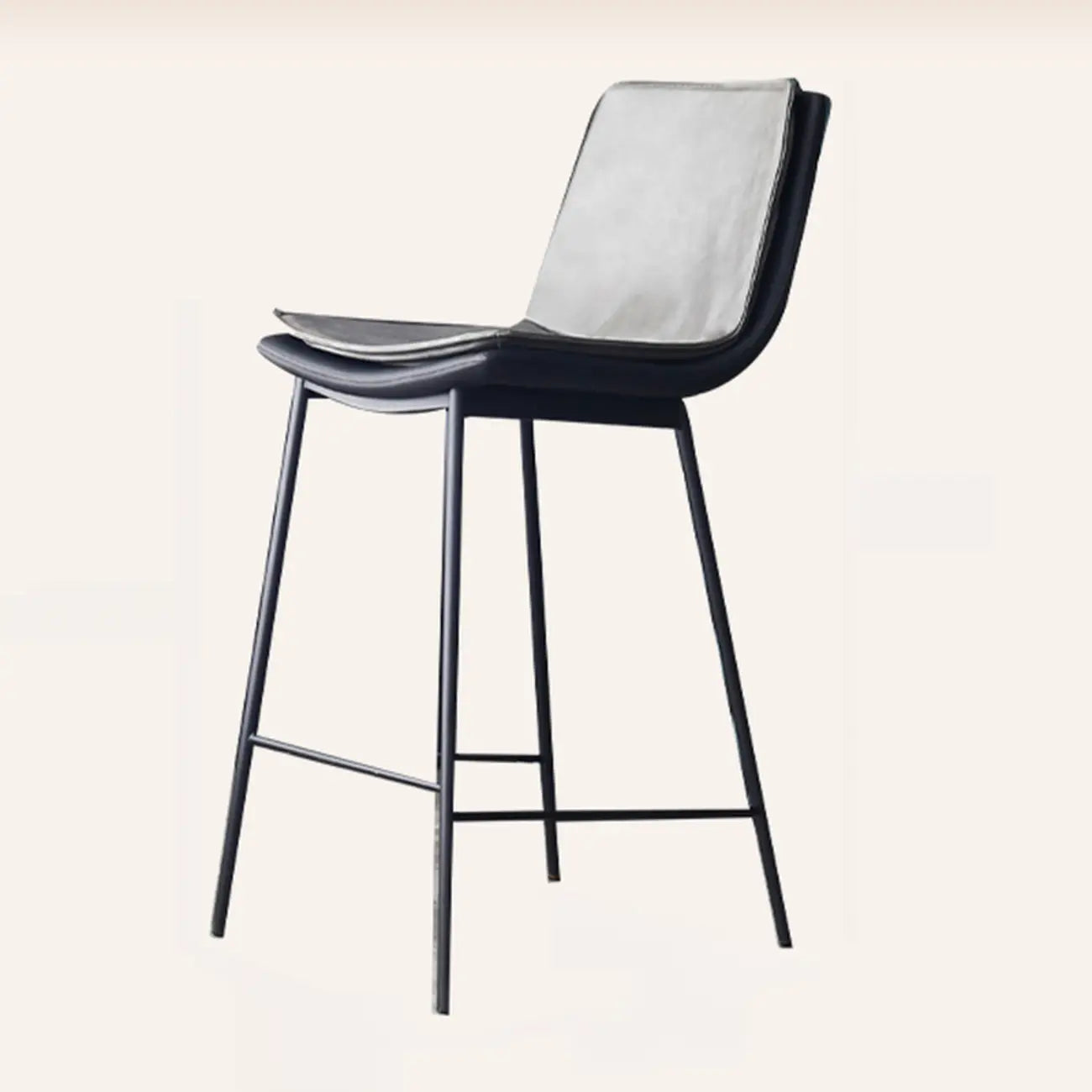 Tabouret de bar moderne en cuir, hauteur comptoir, avec dossier