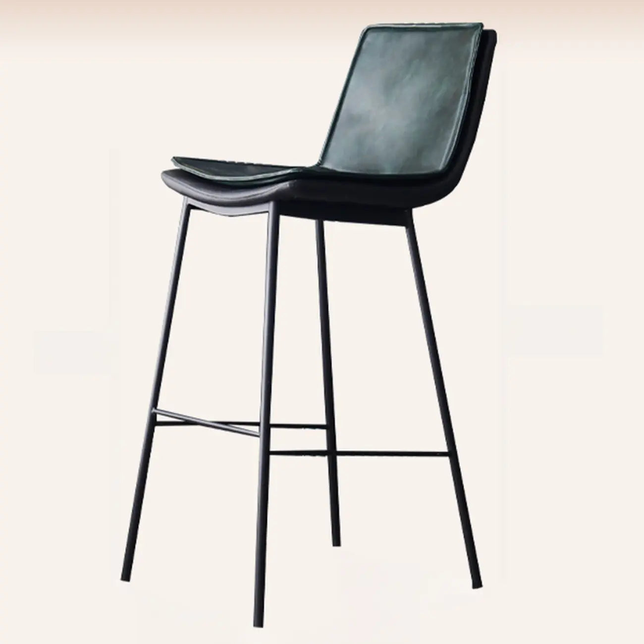 Tabouret de bar moderne en cuir, hauteur comptoir, avec dossier