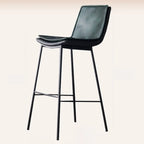Tabouret de bar moderne en cuir, hauteur comptoir, avec dossier