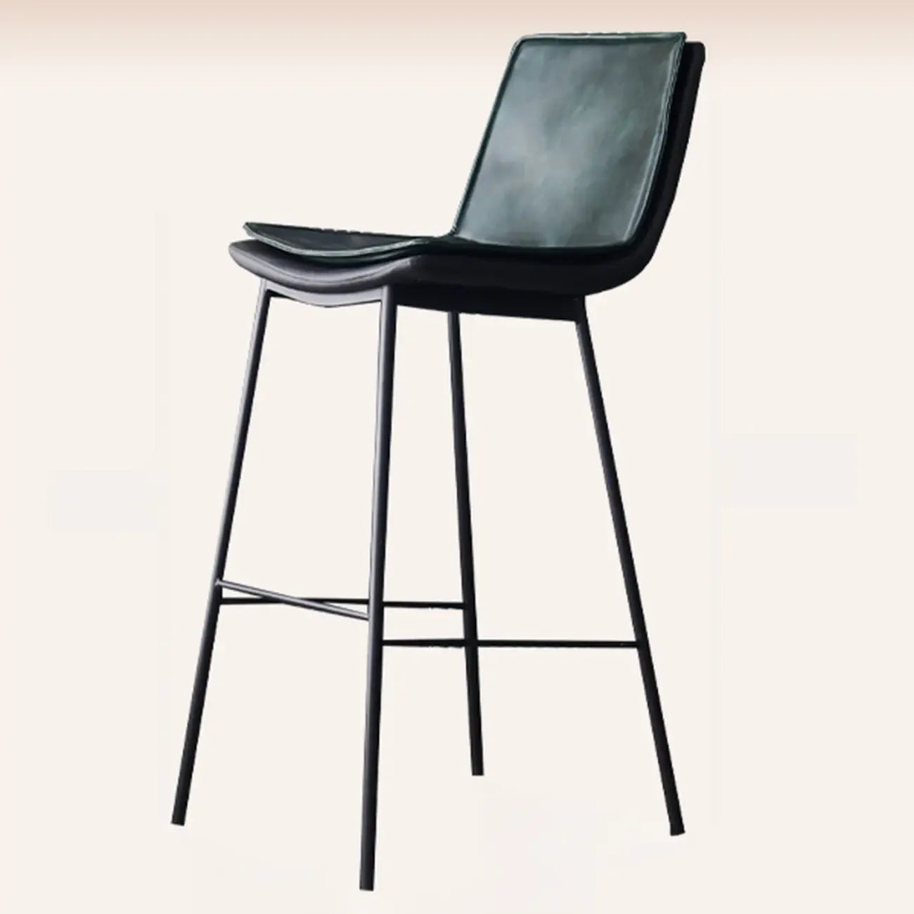 Tabouret de bar moderne en cuir, hauteur comptoir, avec dossier