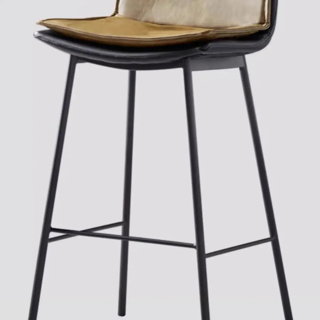 Tabouret de bar moderne en cuir, hauteur comptoir, avec dossier
