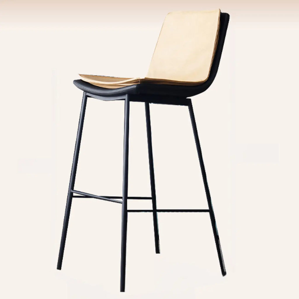 Tabouret de bar moderne en cuir, hauteur comptoir, avec dossier