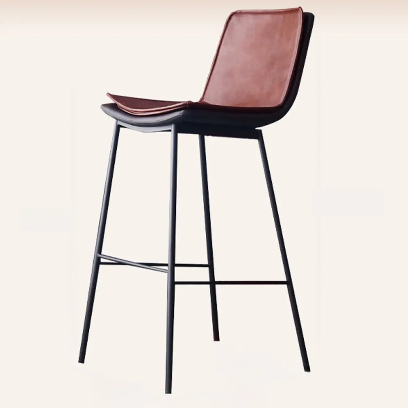 Tabouret de bar moderne en cuir, hauteur comptoir, avec dossier