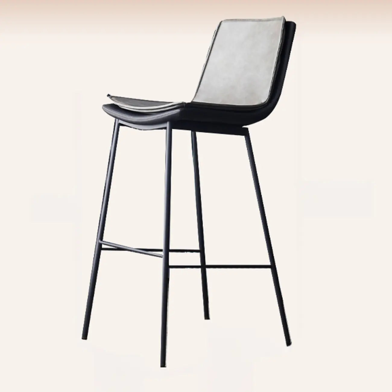 Tabouret de bar moderne en cuir, hauteur comptoir, avec dossier