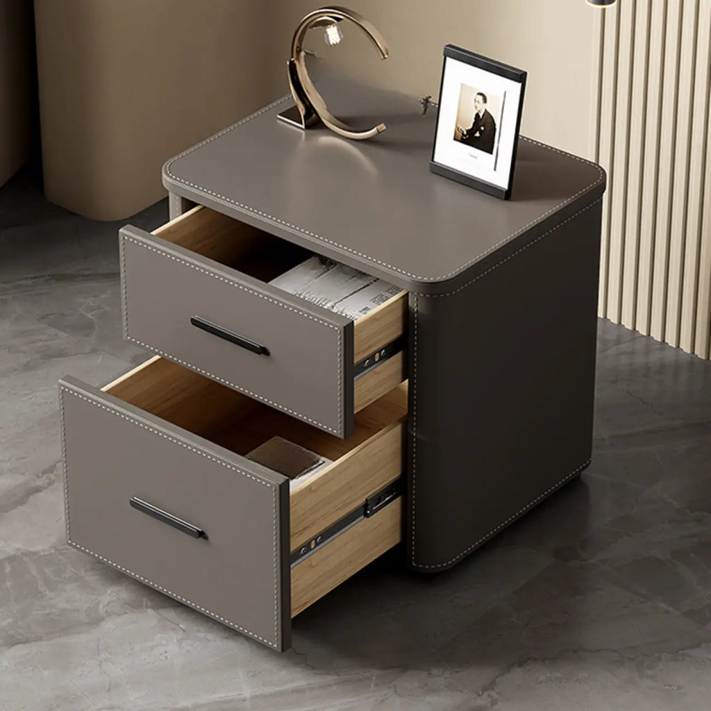 Table de chevet moderne avec plateau en pin et 2 tiroirs