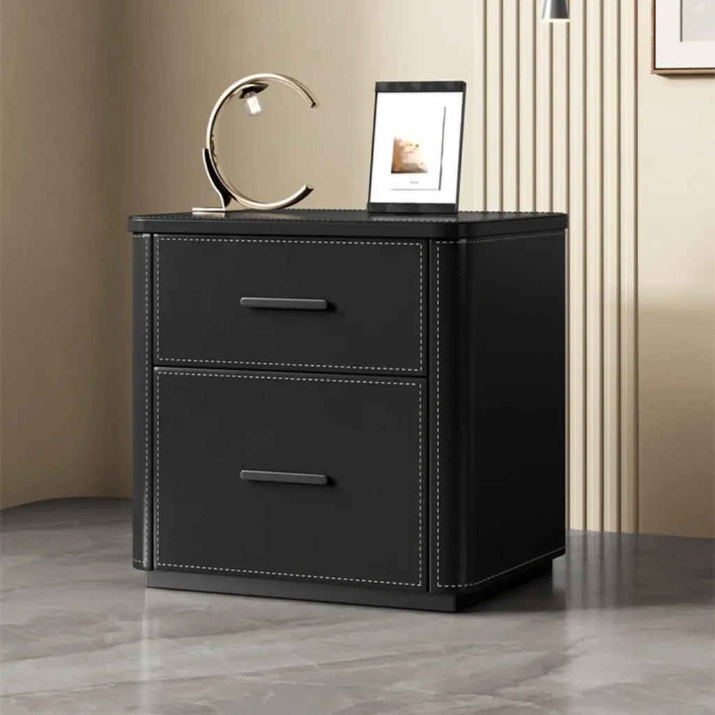 Table de chevet moderne avec plateau en pin et 2 tiroirs