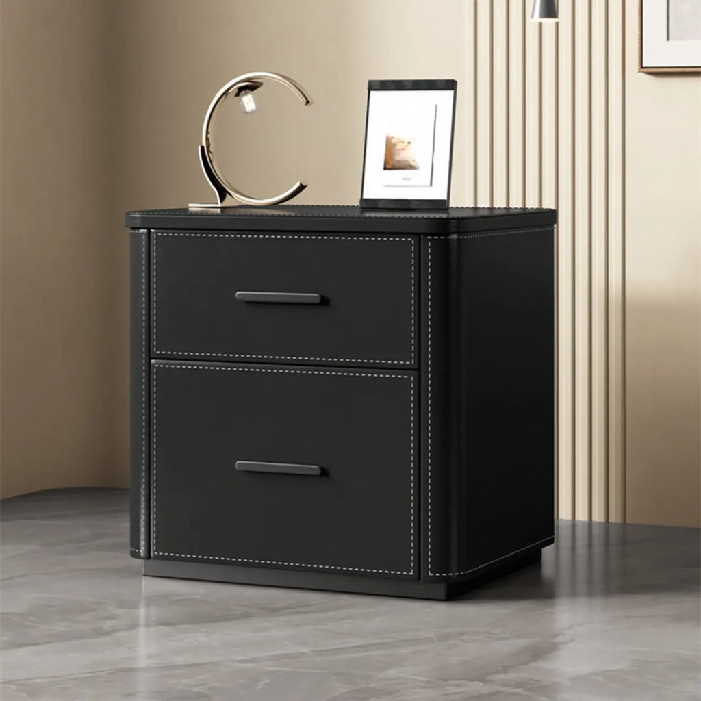 Table de chevet moderne avec plateau en pin et 2 tiroirs