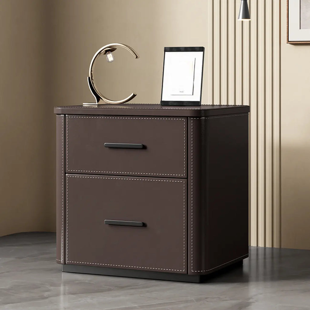 Table de chevet moderne avec plateau en pin et 2 tiroirs