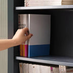 Bibliothèque moderne en bambou gris à 2 tiroirs avec portes