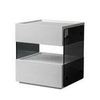 Table de chevet moderne en pin avec 2 tiroirs et éclairage intégré