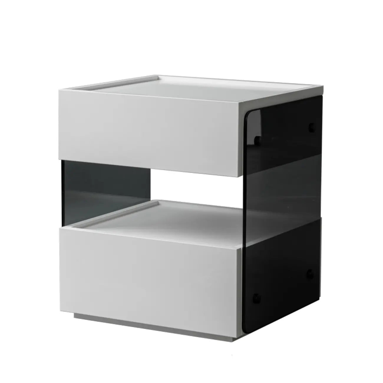 Table de chevet moderne en pin avec 2 tiroirs et éclairage intégré