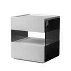Table de chevet moderne en pin avec 2 tiroirs et éclairage intégré