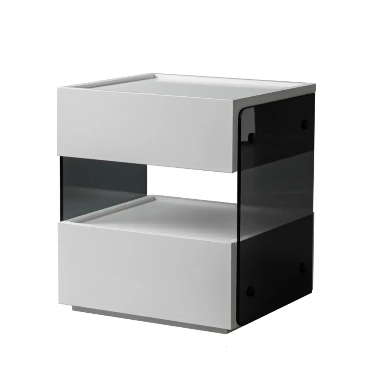 Table de chevet moderne en pin avec 2 tiroirs et éclairage intégré
