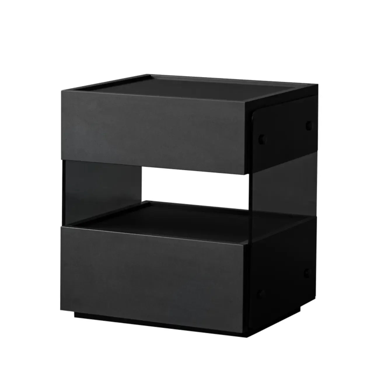 Table de chevet moderne en pin avec 2 tiroirs et éclairage intégré