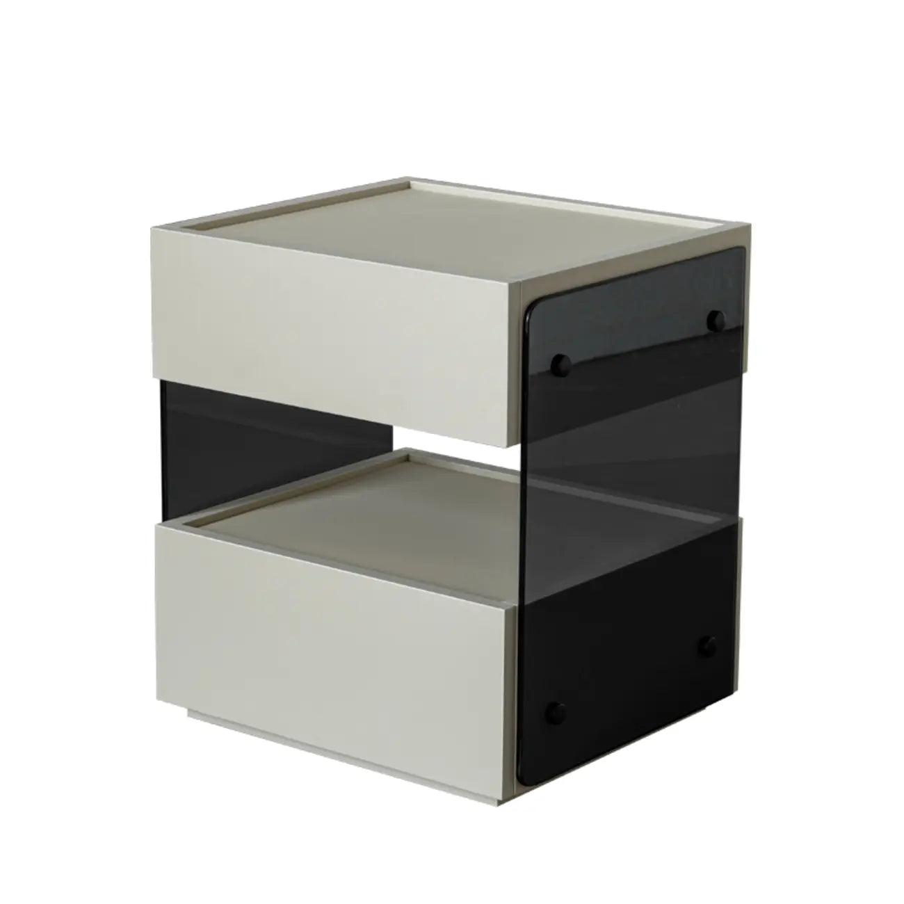 Table de chevet moderne en pin avec 2 tiroirs et éclairage intégré
