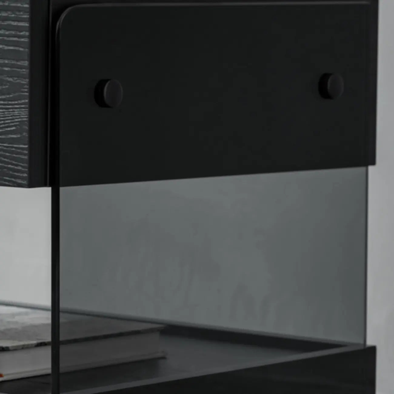 Table de chevet moderne en pin avec 2 tiroirs et éclairage intégré