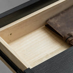 Table de chevet moderne en pin avec 2 tiroirs et éclairage intégré