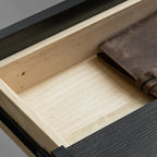 Table de chevet moderne en pin avec 2 tiroirs et éclairage intégré