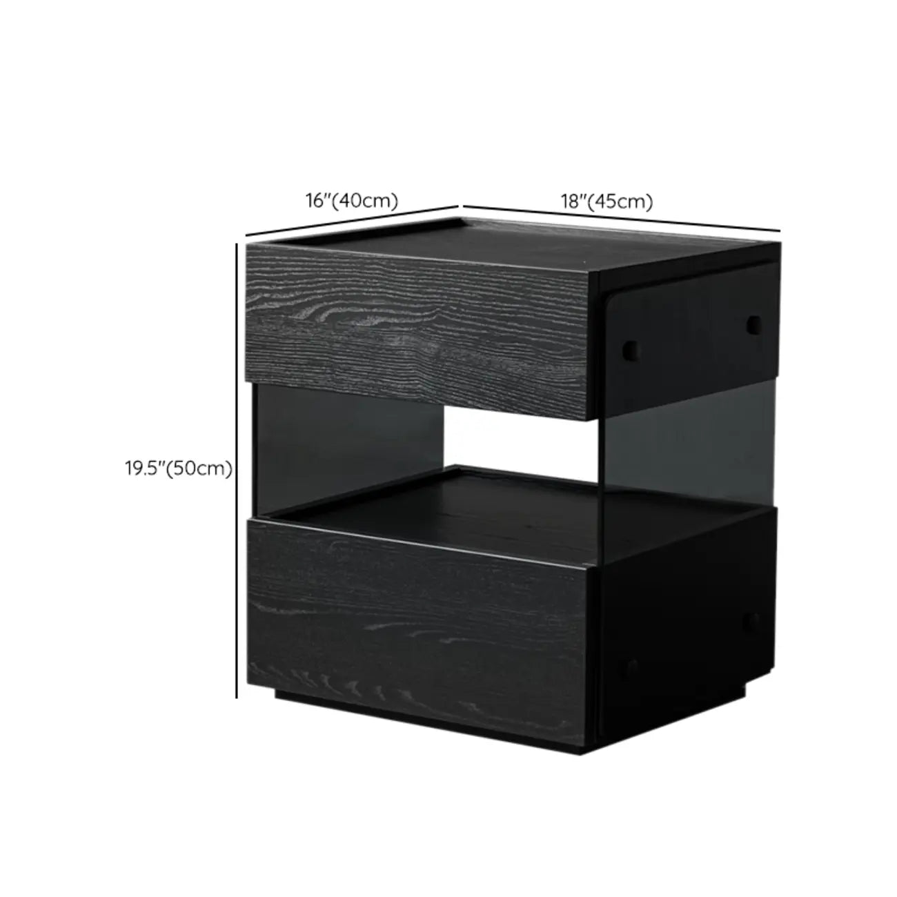 Table de chevet moderne en pin avec 2 tiroirs et éclairage intégré