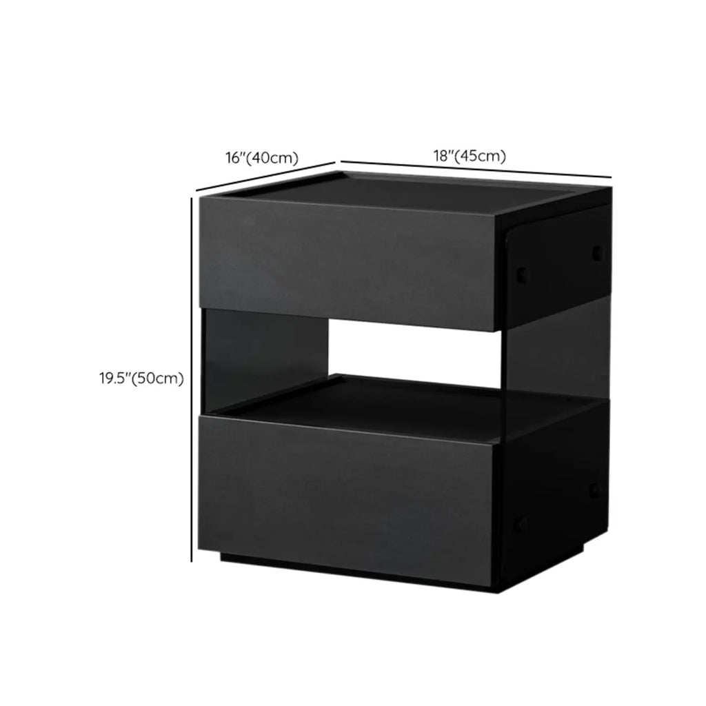 Table de chevet moderne en pin avec 2 tiroirs et éclairage intégré
