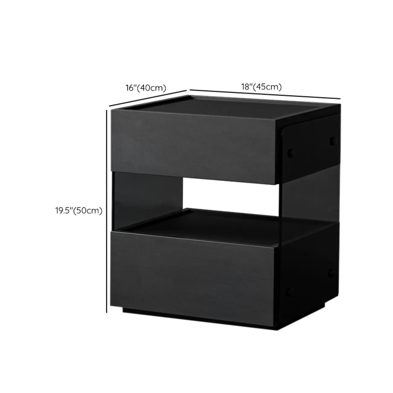 Table de chevet moderne en pin avec 2 tiroirs et éclairage intégré