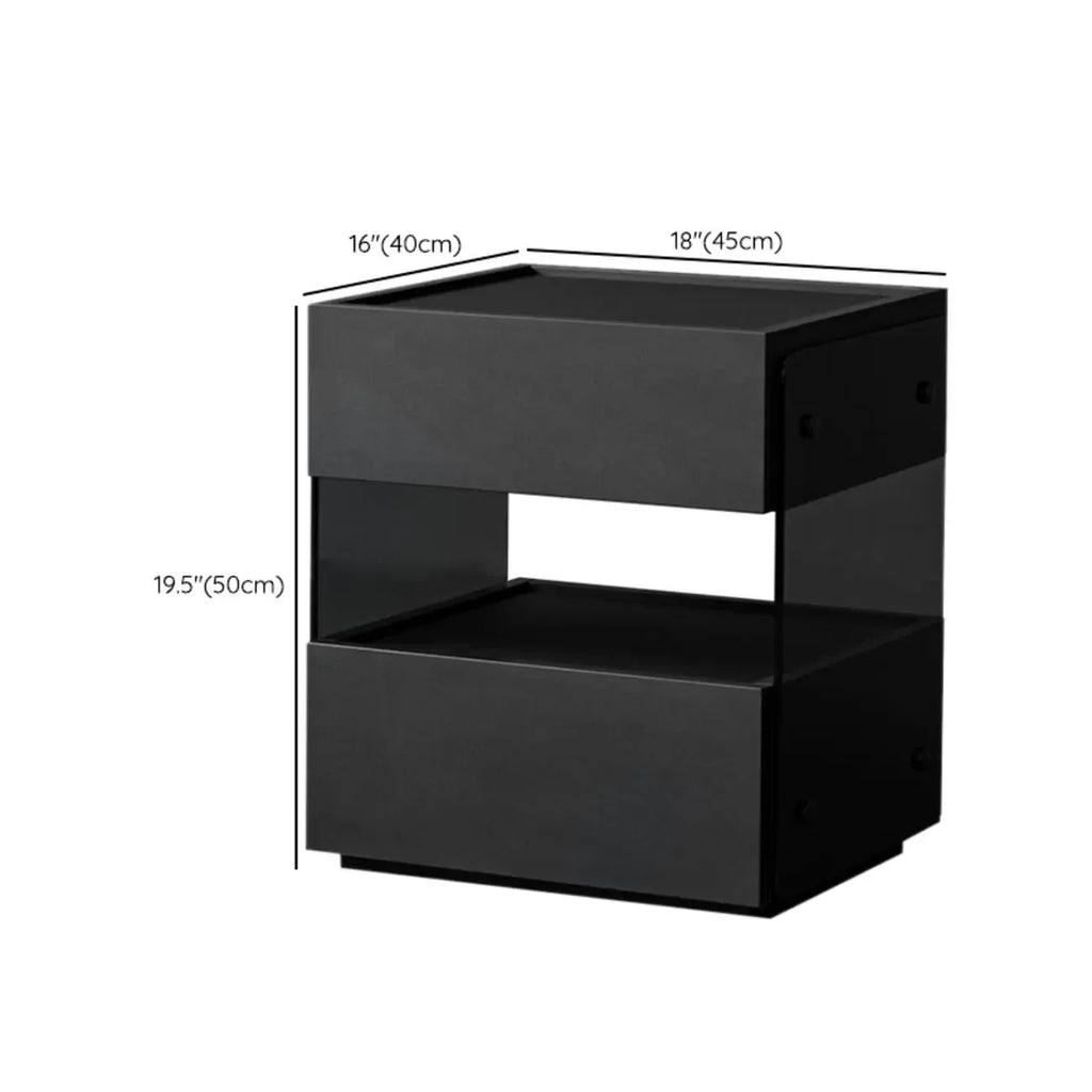 Table de chevet moderne en pin avec 2 tiroirs et éclairage intégré