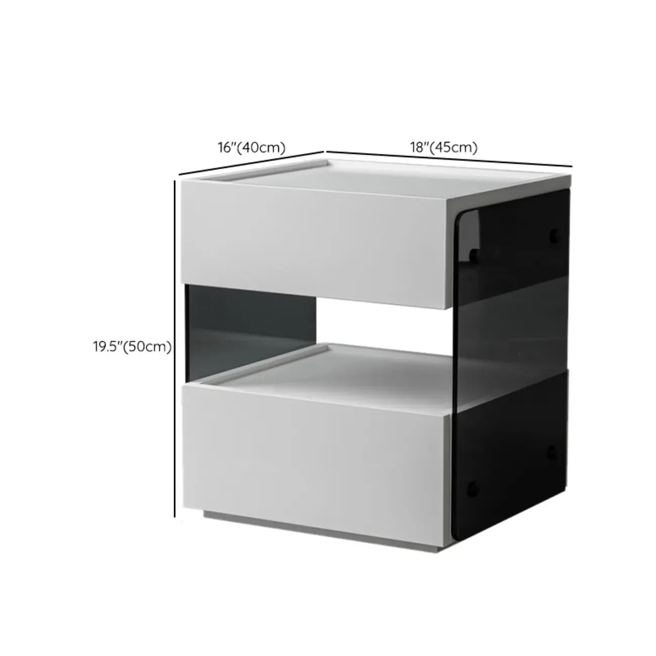 Table de chevet moderne en pin avec 2 tiroirs et éclairage intégré
