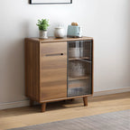 Buffet à trois tiroirs et portes coulissantes en bois brun