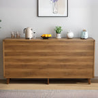 Buffet à trois tiroirs et portes coulissantes en bois brun