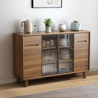 Buffet à trois tiroirs et portes coulissantes en bois brun