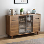 Buffet à trois tiroirs et portes coulissantes en bois brun