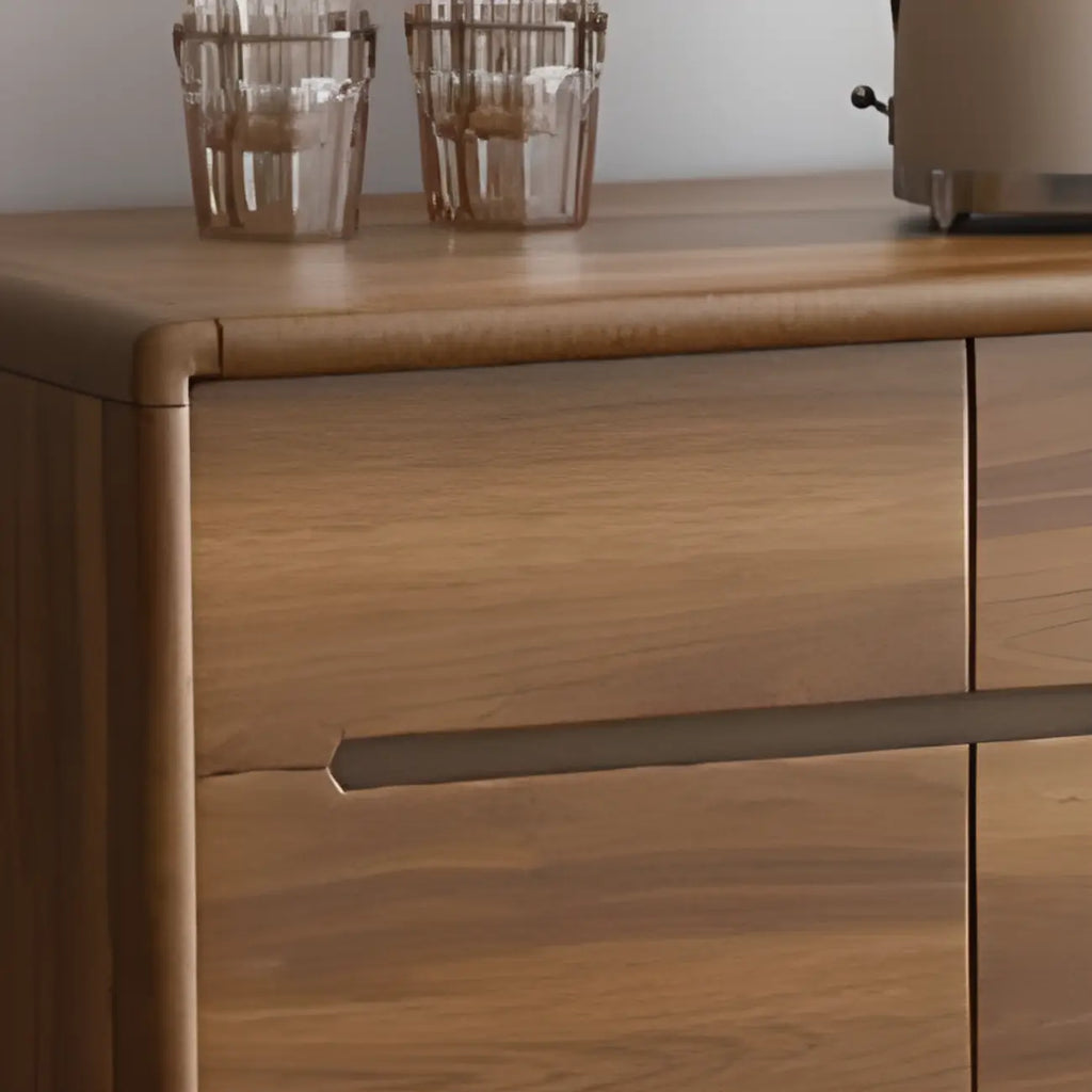Buffet à trois tiroirs et portes coulissantes en bois brun