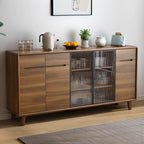 Buffet à trois tiroirs et portes coulissantes en bois brun