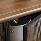 Buffet à trois tiroirs et portes coulissantes en bois brun