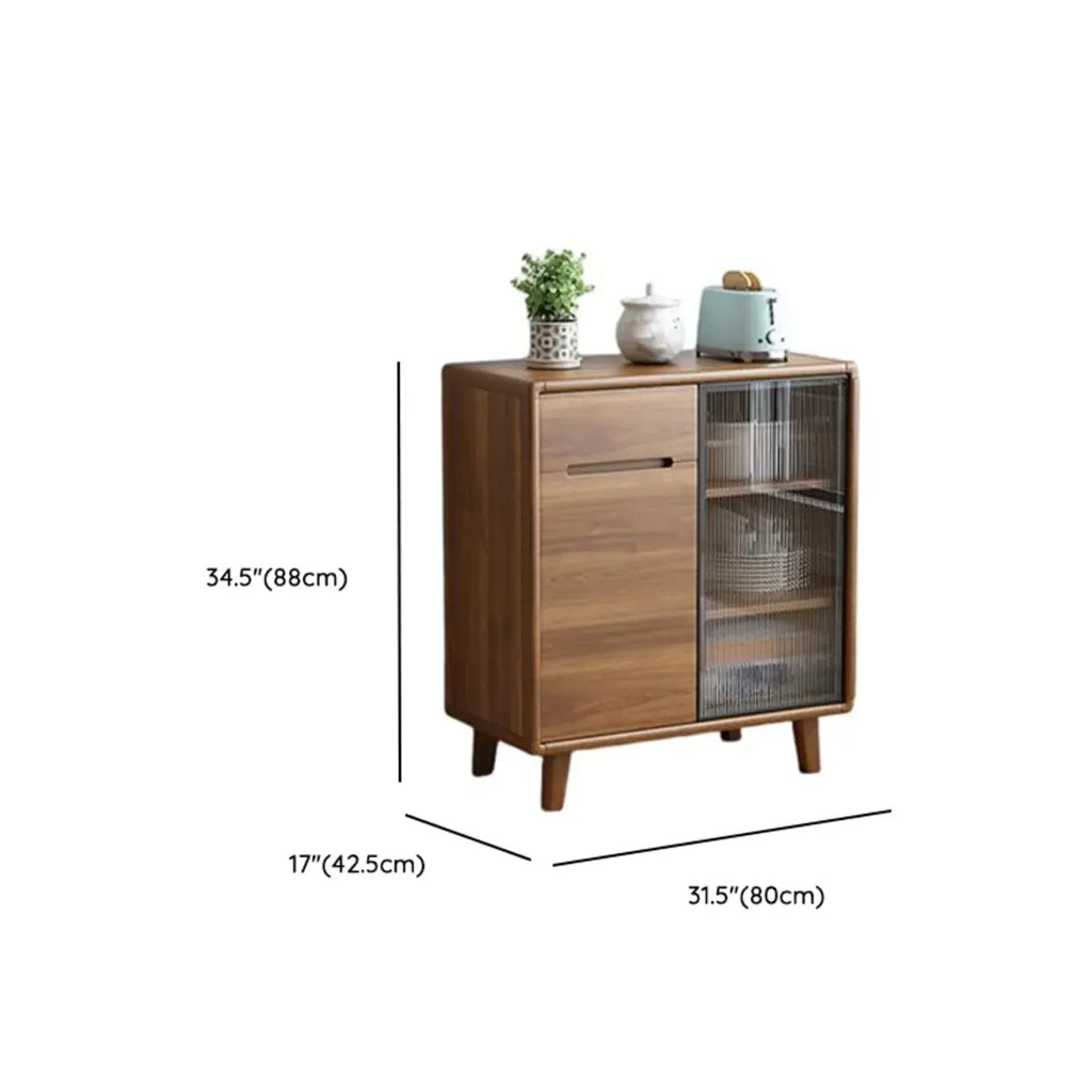 Buffet à trois tiroirs et portes coulissantes en bois brun