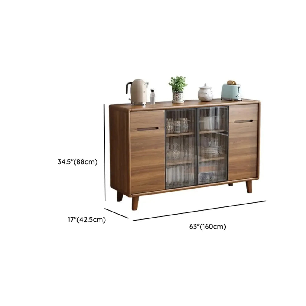 Buffet à trois tiroirs et portes coulissantes en bois brun
