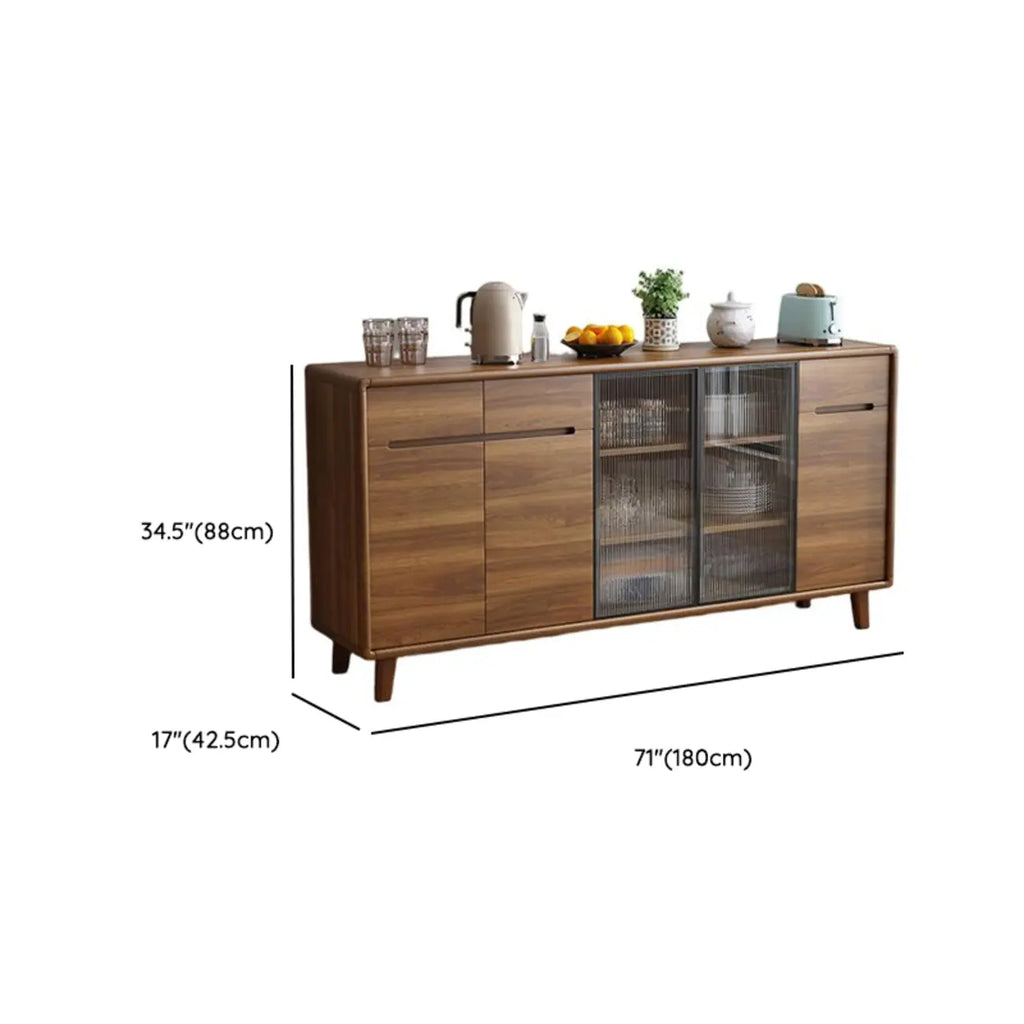 Buffet à trois tiroirs et portes coulissantes en bois brun