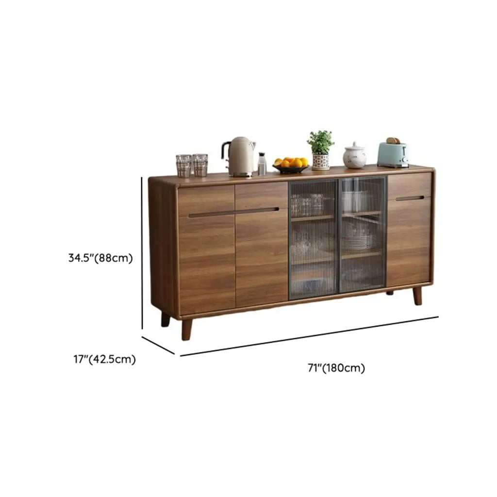 Buffet à trois tiroirs et portes coulissantes en bois brun