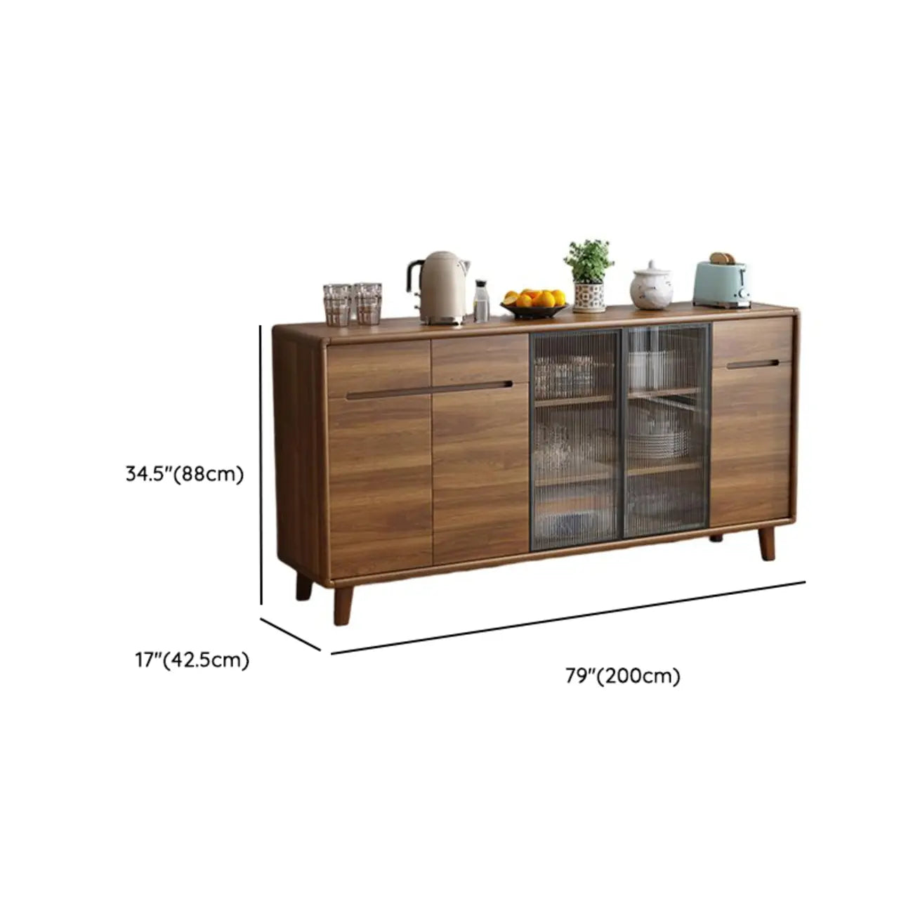 Buffet à trois tiroirs et portes coulissantes en bois brun