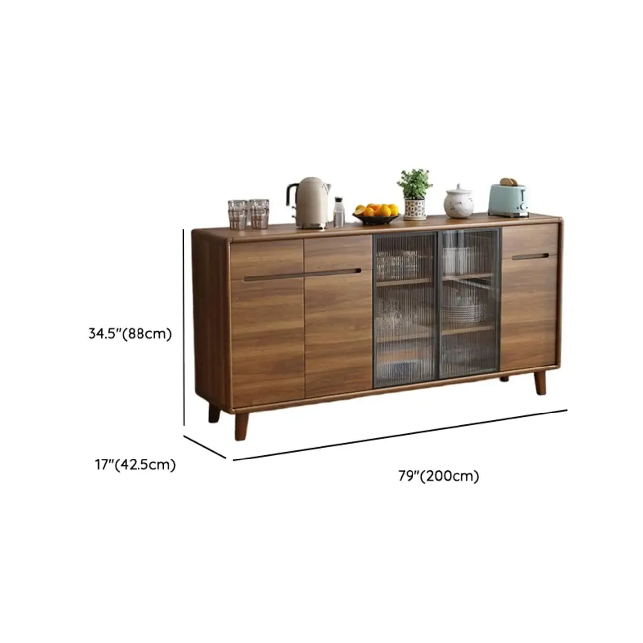 Buffet à trois tiroirs et portes coulissantes en bois brun