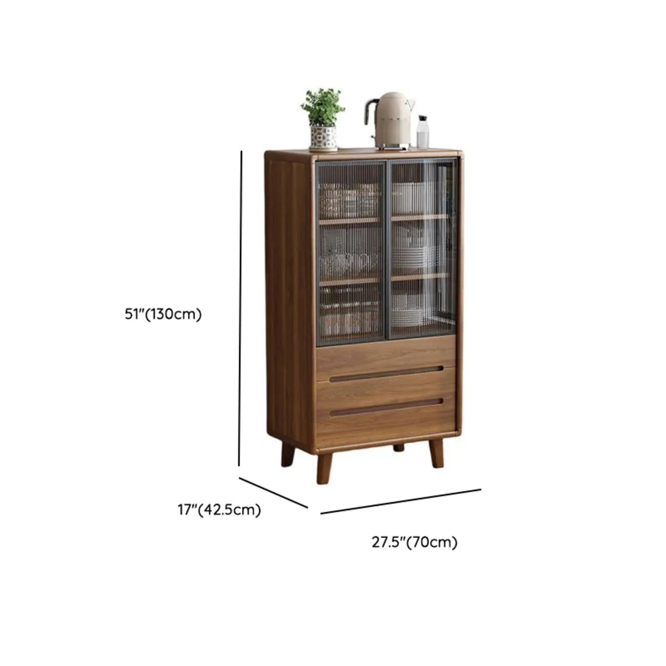 Buffet à trois tiroirs et portes coulissantes en bois brun