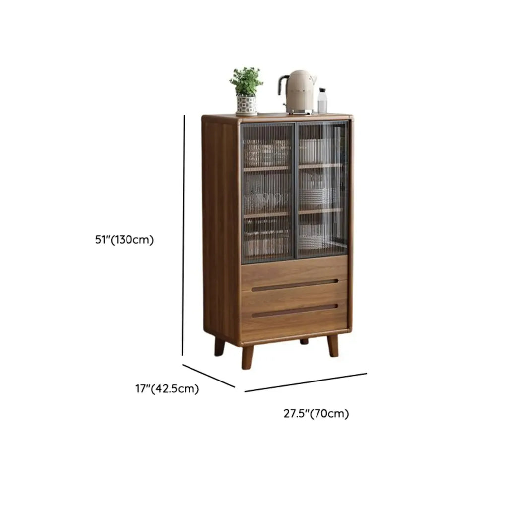 Buffet à trois tiroirs et portes coulissantes en bois brun